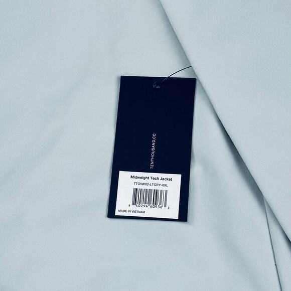 Ten Thousand Men's XXL Light Grey Water Repellant Midweight Hooded Tech Jacket - Picture 9 of 16